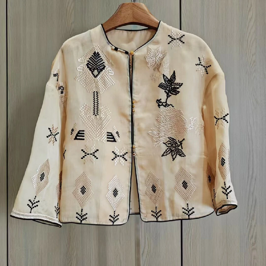 轻奢休闲印花设计师十里飘香短款开衫外套/6375