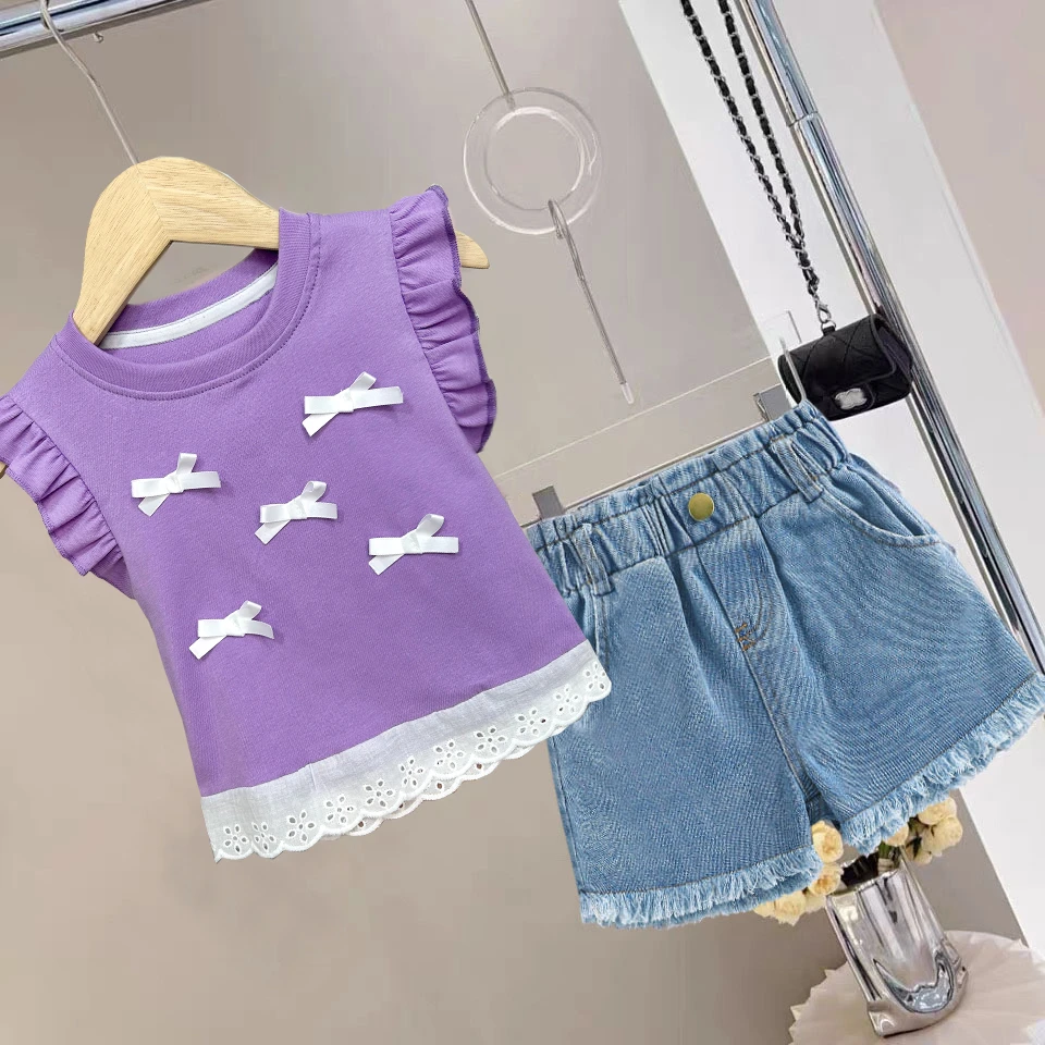 常规套头薄款女休闲纯色夏季套装印花女童洋气时尚韩版重工