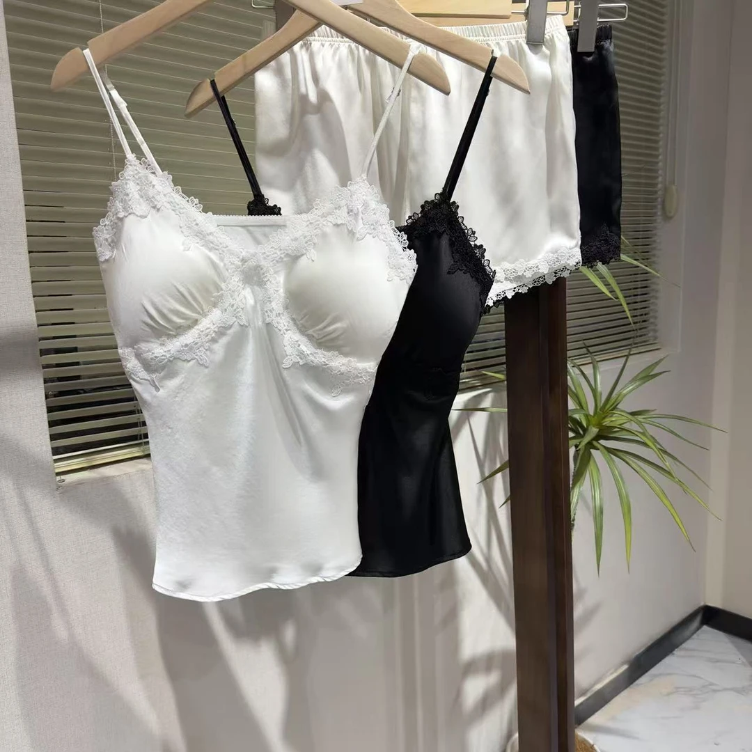 【老板娘自播】100%桑蚕丝重磅吊带短裤套装T2186