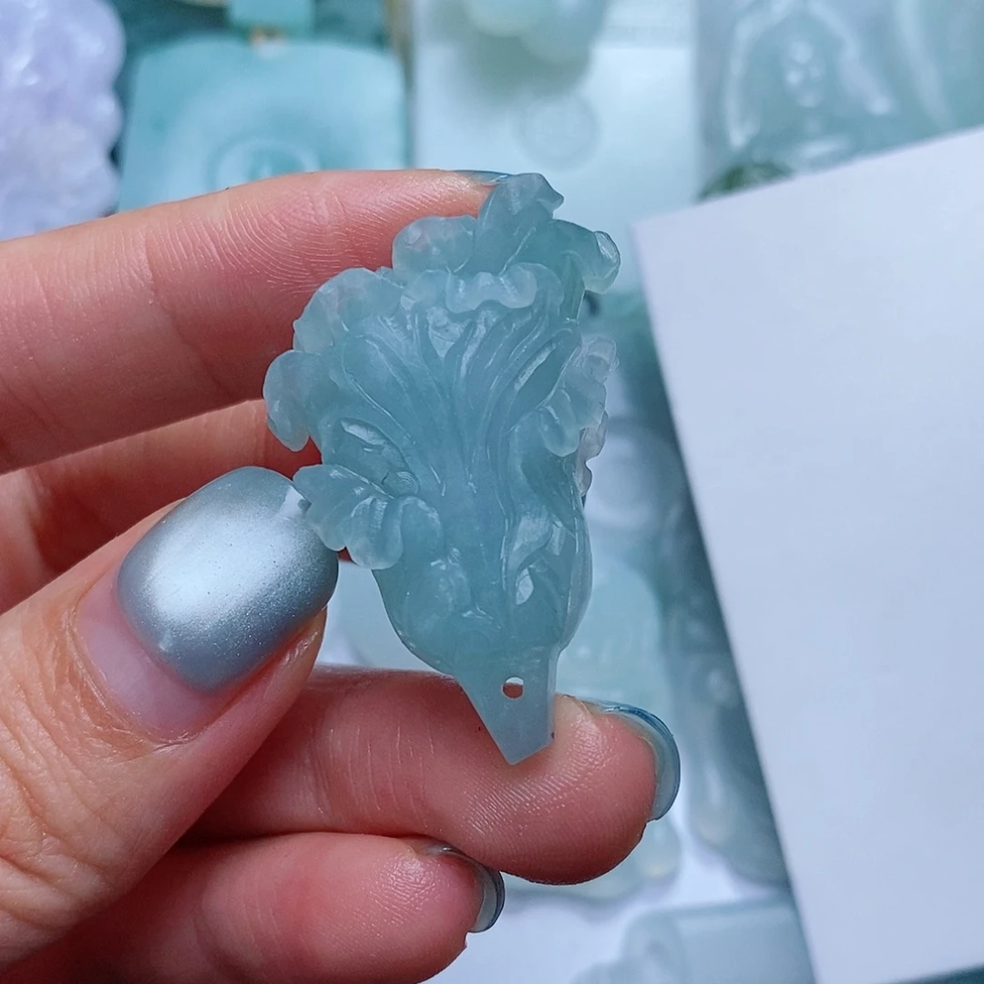 定制翡翠未镶嵌毛货付款后确认抛光