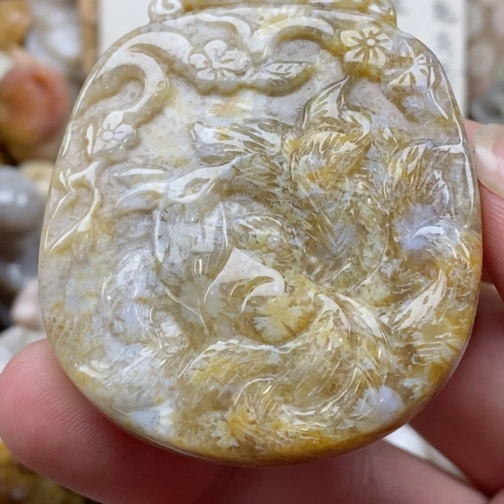 颈饰未镶嵌硅化珊瑚（珊瑚玉）
