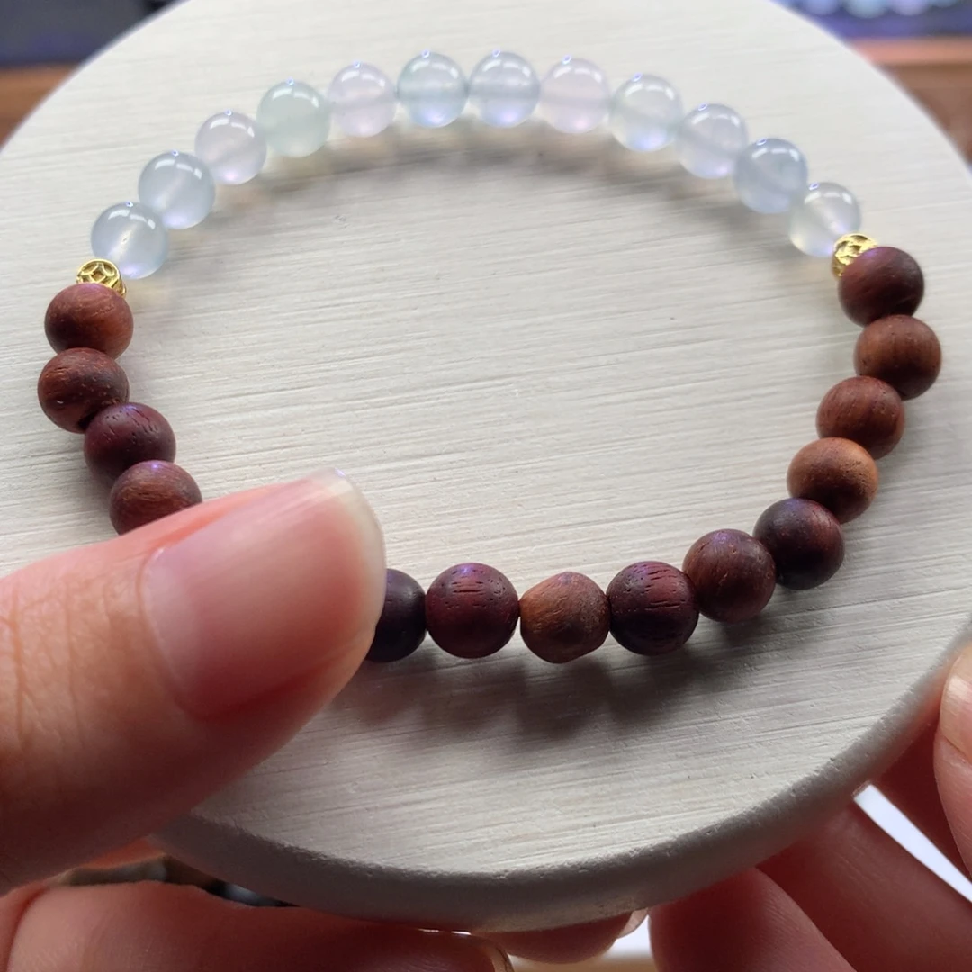 翡翠未镶嵌手链6mm正冰马卡龙