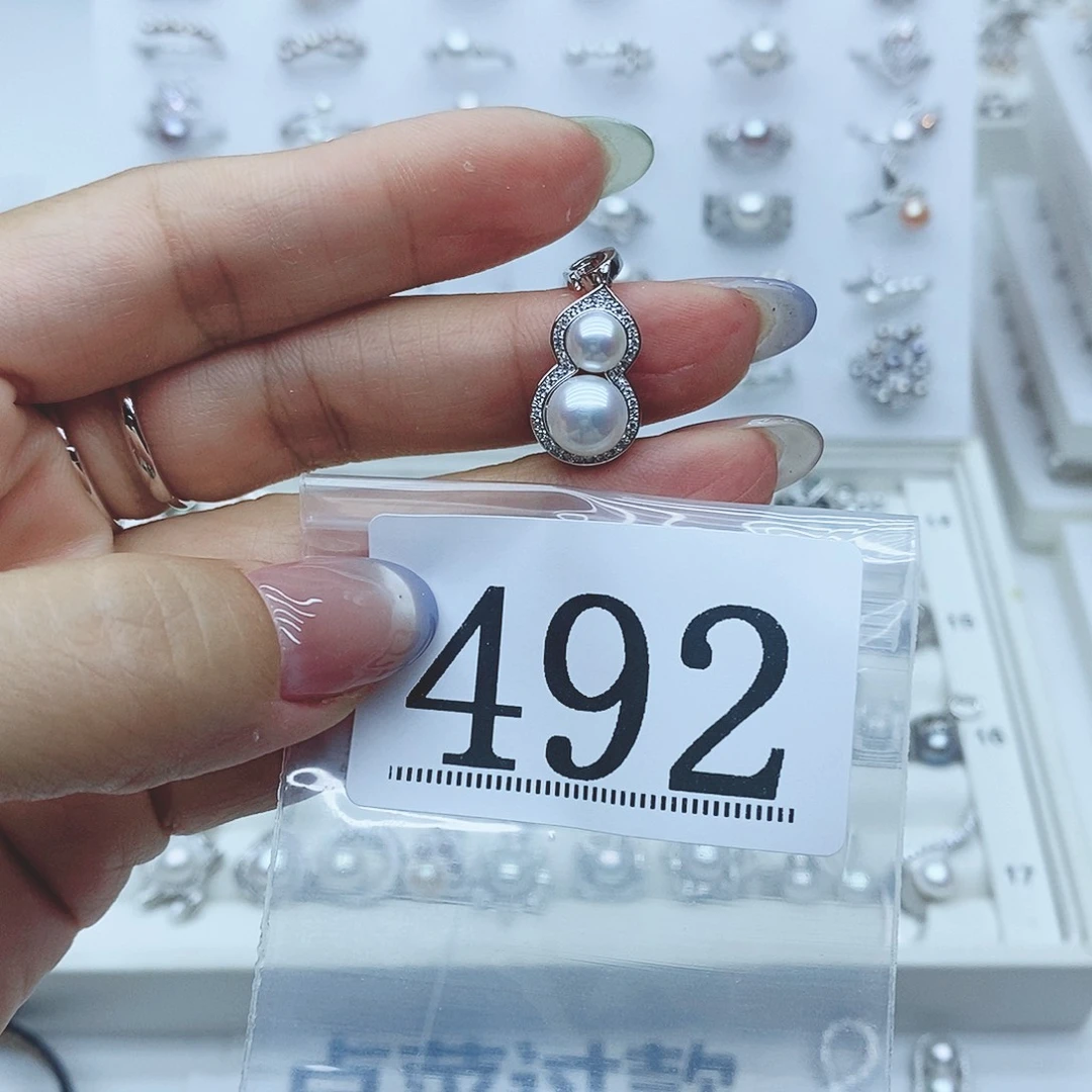 ****银S925镶嵌珠宝奇石淡水珍珠492