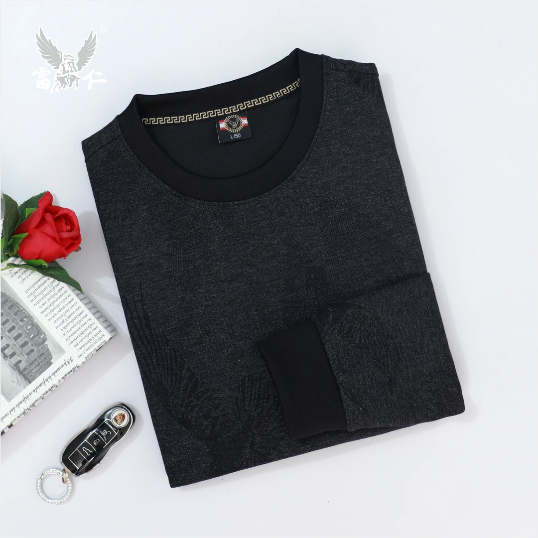 雷仁2025秋冬新款男士轻奢高端卫衣百搭休闲圆领长袖上衣LR52091