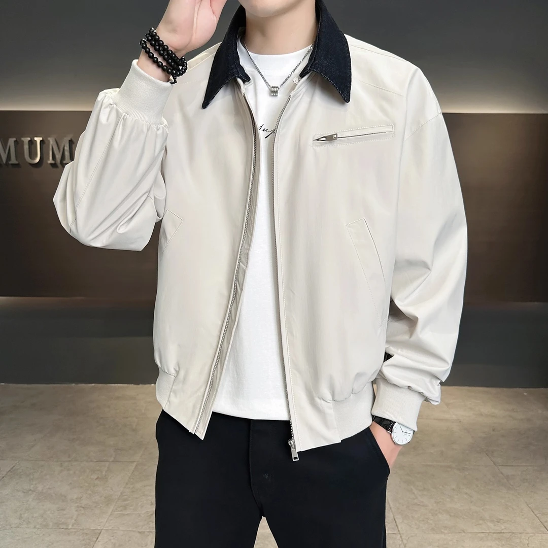 工装男士外套2025新款爆款早秋男装潮流高级感假两件翻领休闲夹克