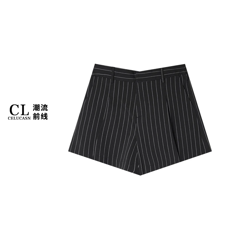B6IIK242#夏季简约百搭条纹A字显瘦休闲短裤