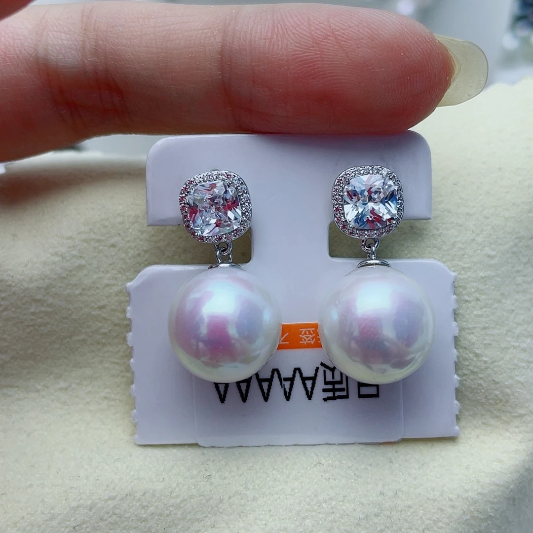 耳饰淡水珍珠银S925镶嵌w50