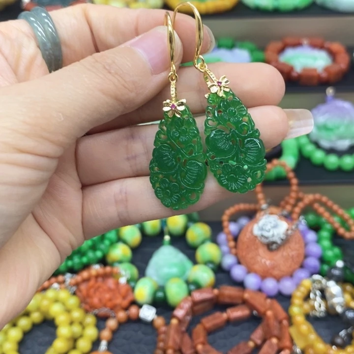 翡翠未镶嵌耳饰耳坠23