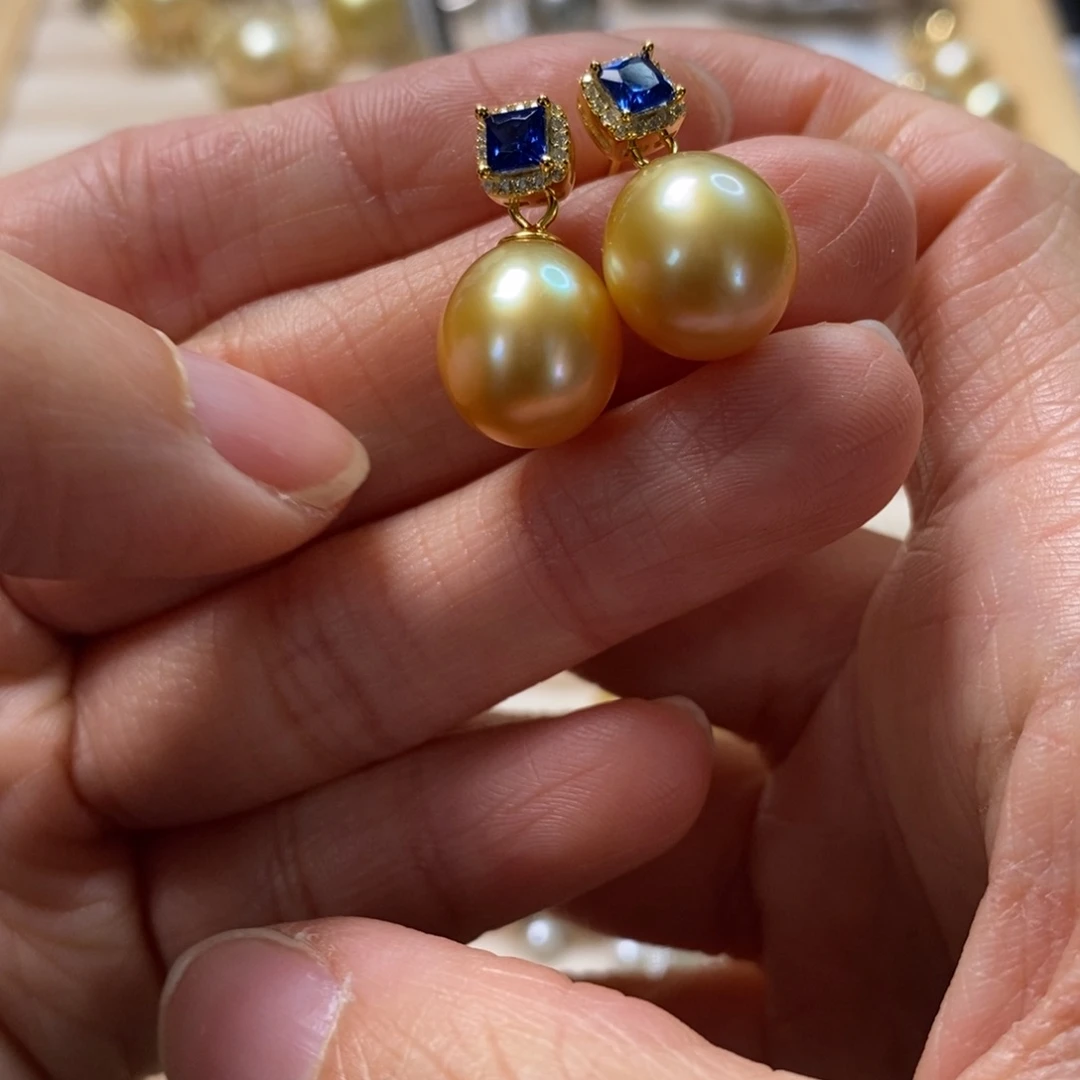 海水珍珠耳饰银S925镶嵌