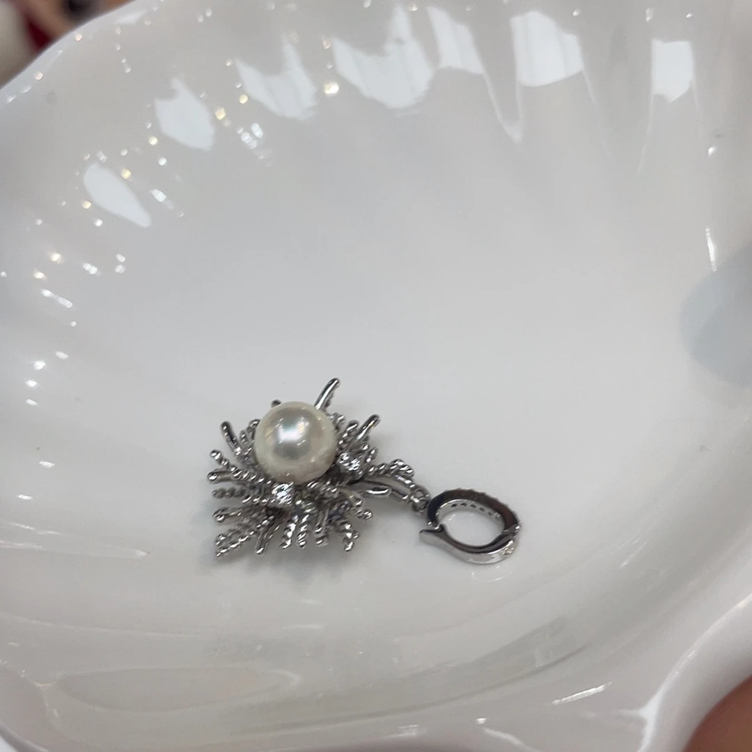 吊坠(不含链)银S925镶嵌海水珍珠