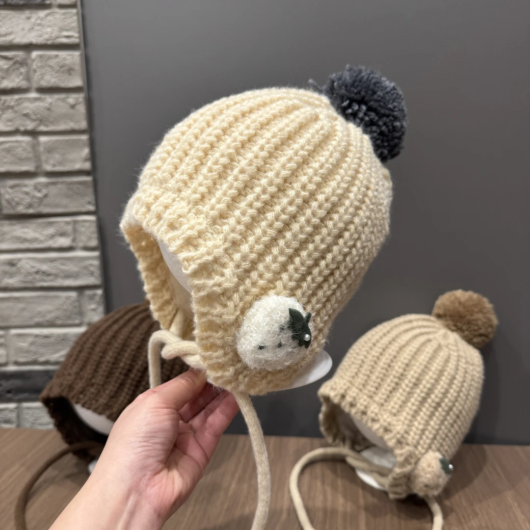 儿童帽子冬天毛线帽男女宝宝可爱韩版加厚保暖针织护耳帽防风帽潮