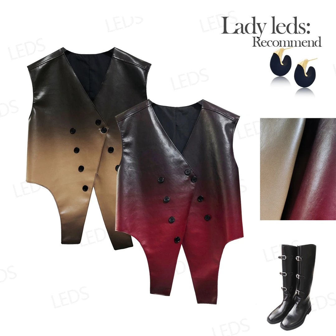 LEDS 28222早春新款时尚个性渐变色无袖马夹