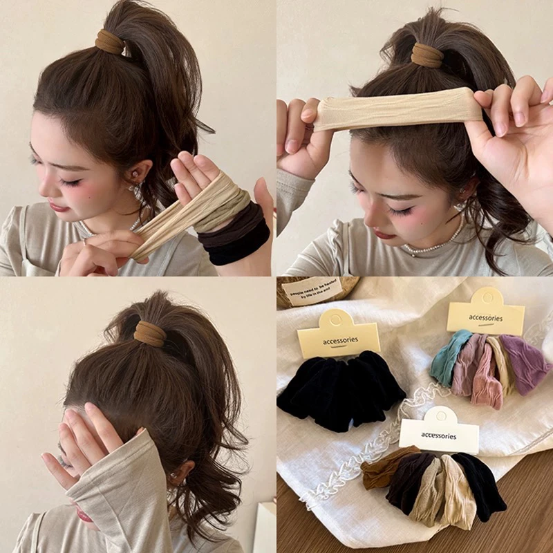 气质纹理宽边面膜发圈女无接缝高弹力耐用橡皮筋马尾扎头发绳头饰