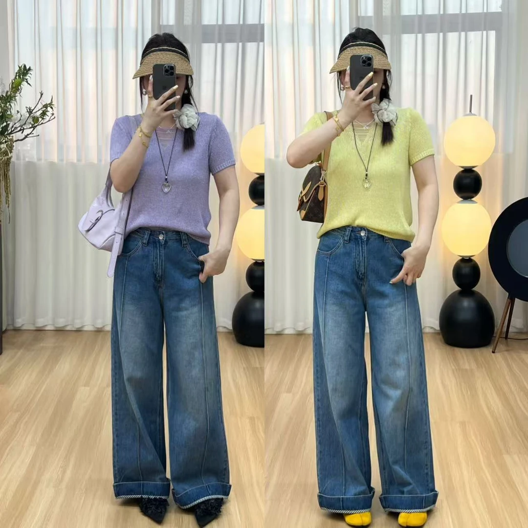 温柔冰淇淋色系慵懒风V领薄款针织上衣