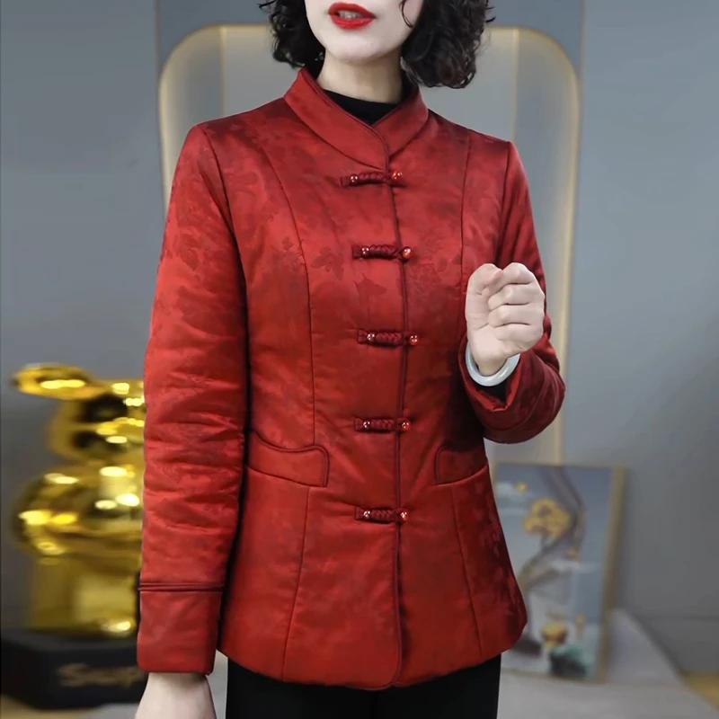 高端新中式时尚复古时尚棉服外套女2025冬季新款修身百搭显瘦上衣