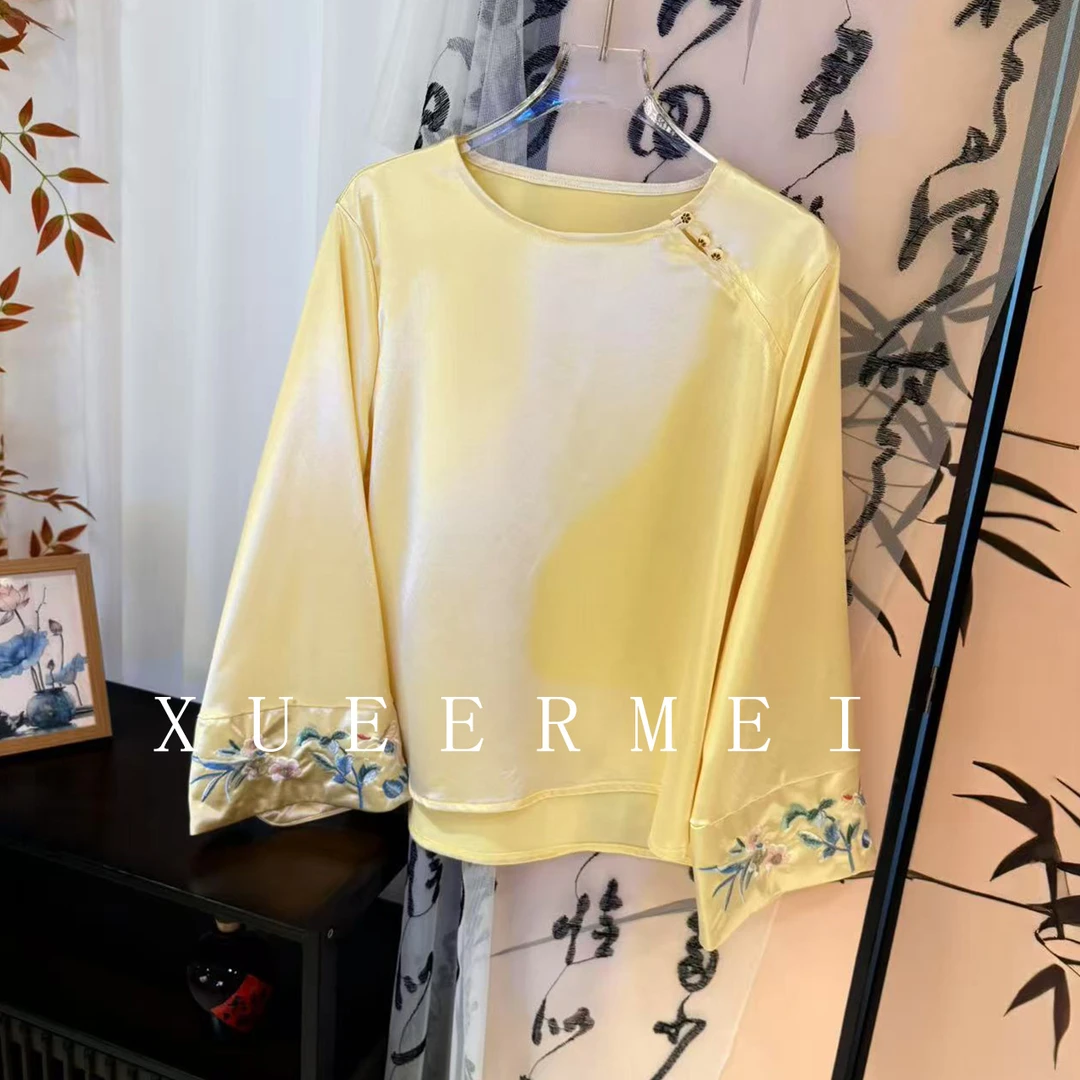XUEERMEI/雪尔美【金露茗香】重磅刺绣国风上衣