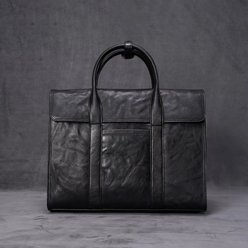 男士休闲手抓纹公文包头层牛皮轻奢百搭手提包 （尺寸长39高29宽8）