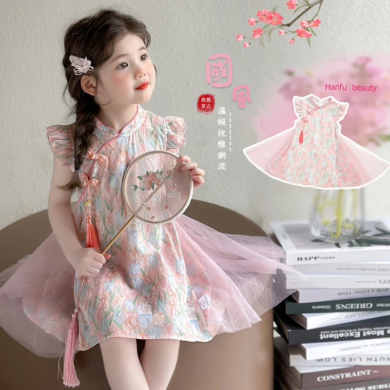 女宝宝连衣裙2025新款夏季国风汉服裙子女童婴儿周岁礼服公主裙夏