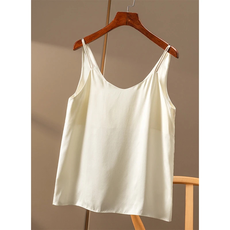 法单高品 小资格调 两面穿真丝素缎打底背心吊带春天家女3Z90 特