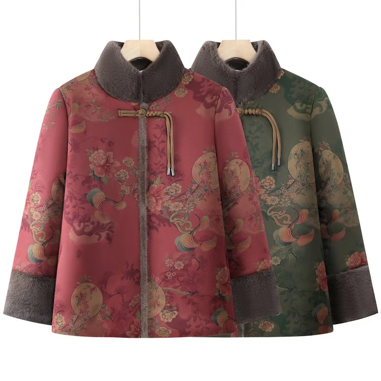 冬季中老年女装棉服加绒加厚新款网红保暖棉衣洋气妈妈装棉袄外套