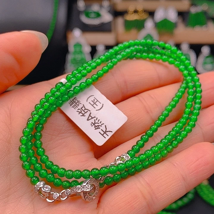 翡翠未镶嵌耳饰天然A货翡翠珠链