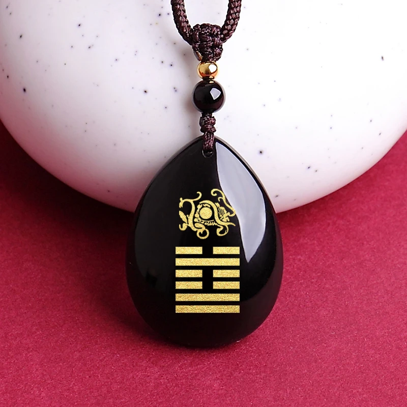 癸水壬水黑曜石水滴吊坠缺水补水能量牌五行属水挂件男项链女配饰