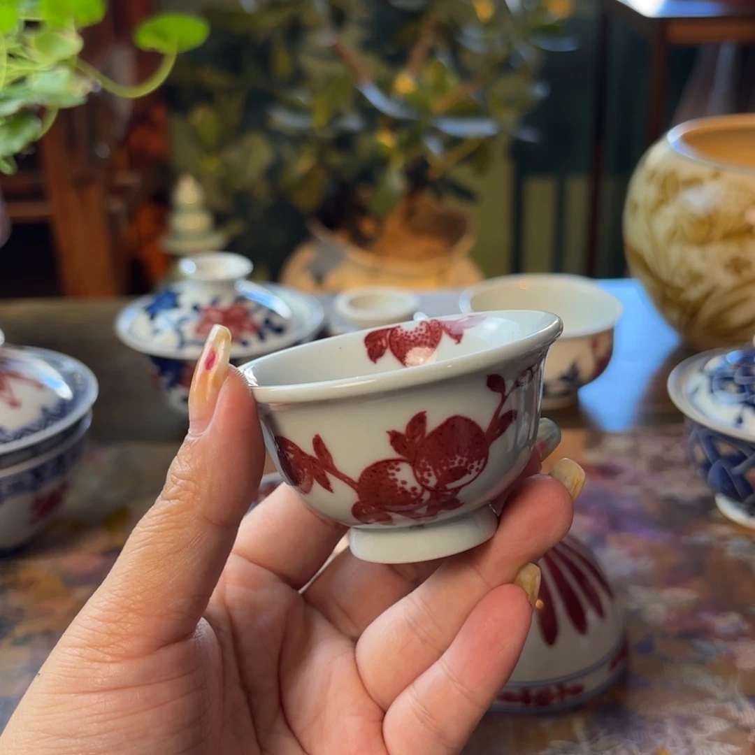 青花釉里红点工桃子
