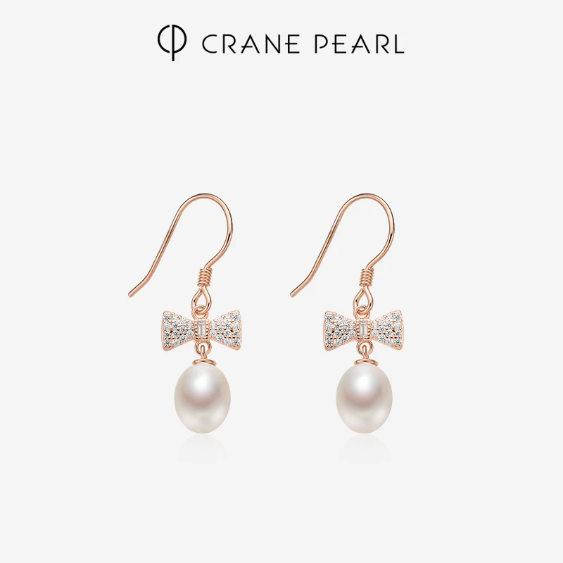 【优选】京润珍珠蔻润系列  迟菲 S925银淡水珍珠耳钩 6-7mm水滴形