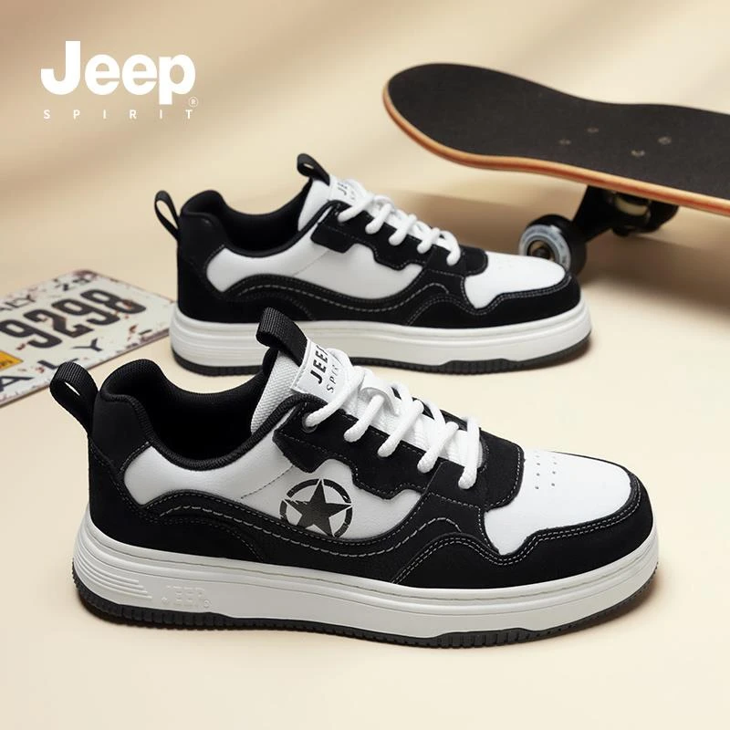JEEPSPIRIT拼色防滑耐磨2025春季时尚休闲鞋男士潮鞋学院风男鞋子