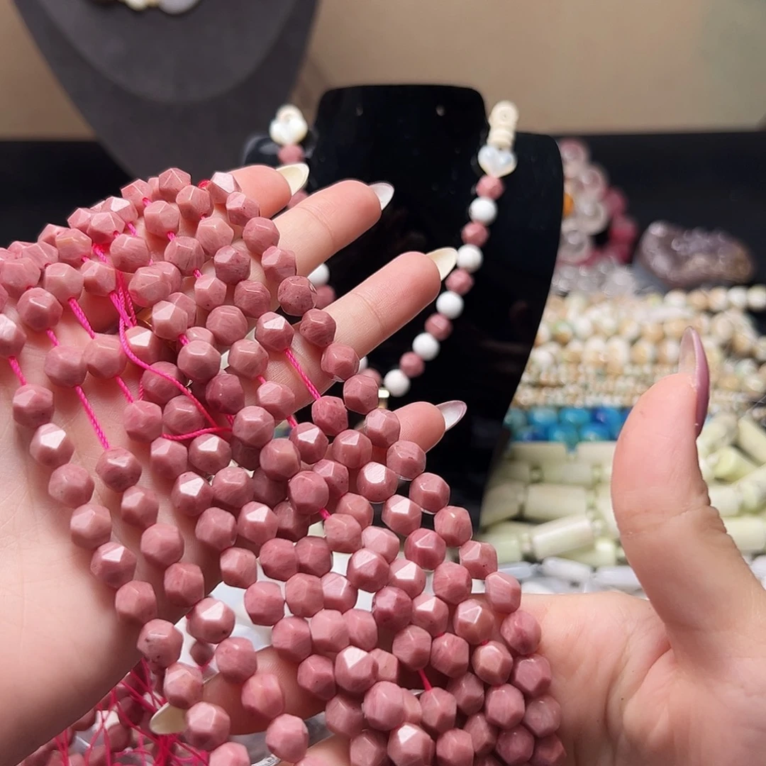 玛瑙/玉髓合金珠宝半成品d285 7m 红纹石切面一条