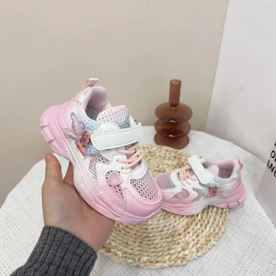 女童2025夏季新款软底防滑运动网面透气爱莎公主网鞋005