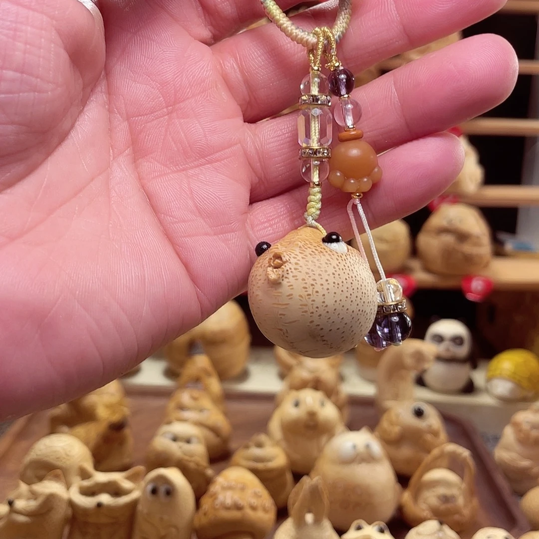 竹竹根雕河豚手把件