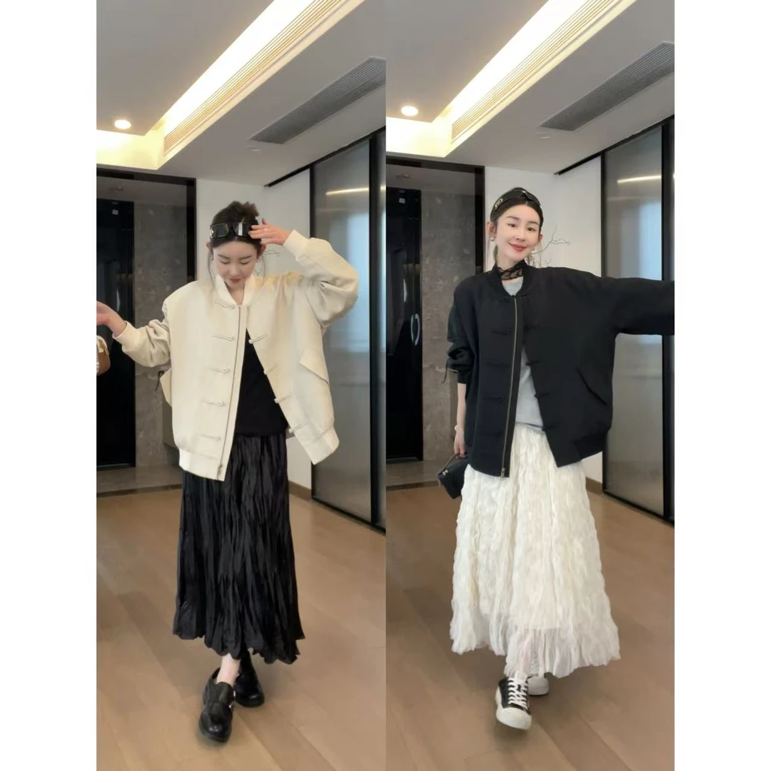 2025春 设计师国风盘扣拉链棒球服外套 2502C487