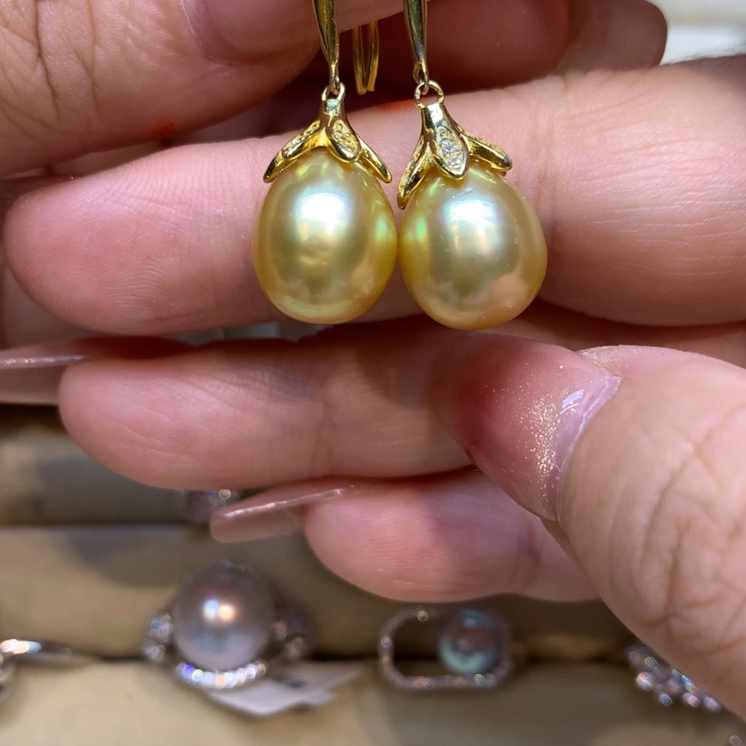 银S925镶嵌耳饰海水珍珠