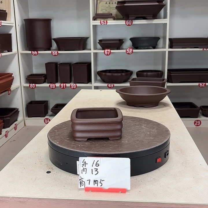 紫砂花盆竹节四方