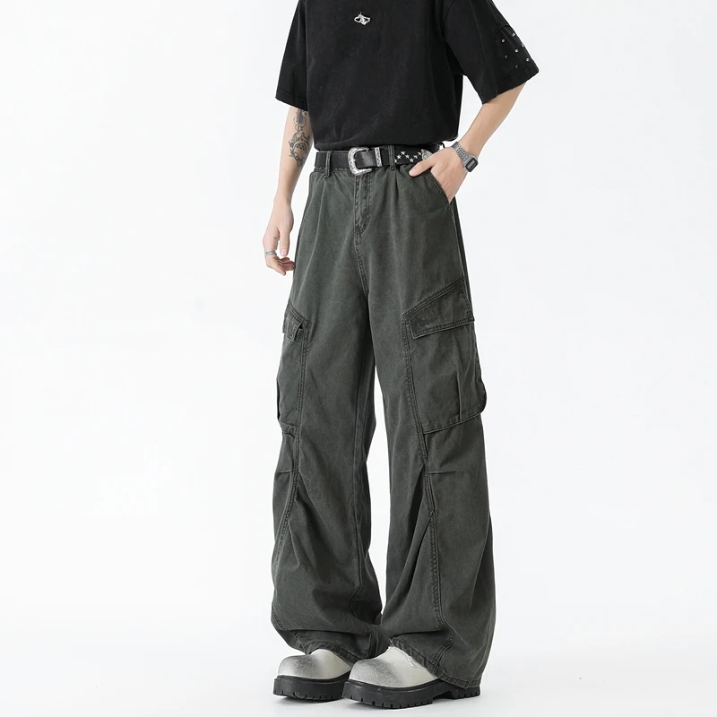 美式复古潮牌直筒工装裤男款2025新款cleanfit拖地百搭痞帅长裤子