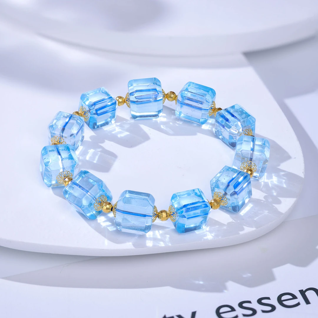 【李哥推荐】特冰！18k金托帕石手链12m左右@ZY40604033@