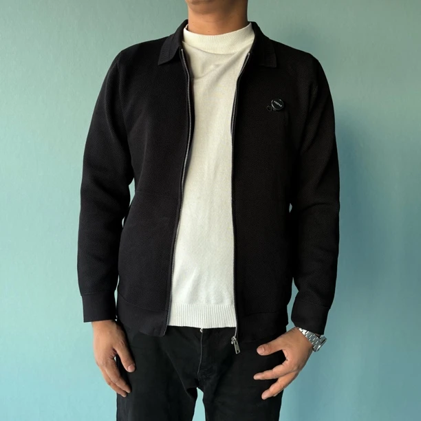 【Aysa男装】运动夹克商务休闲保暖加绒简约拉链翻领常规款上衣