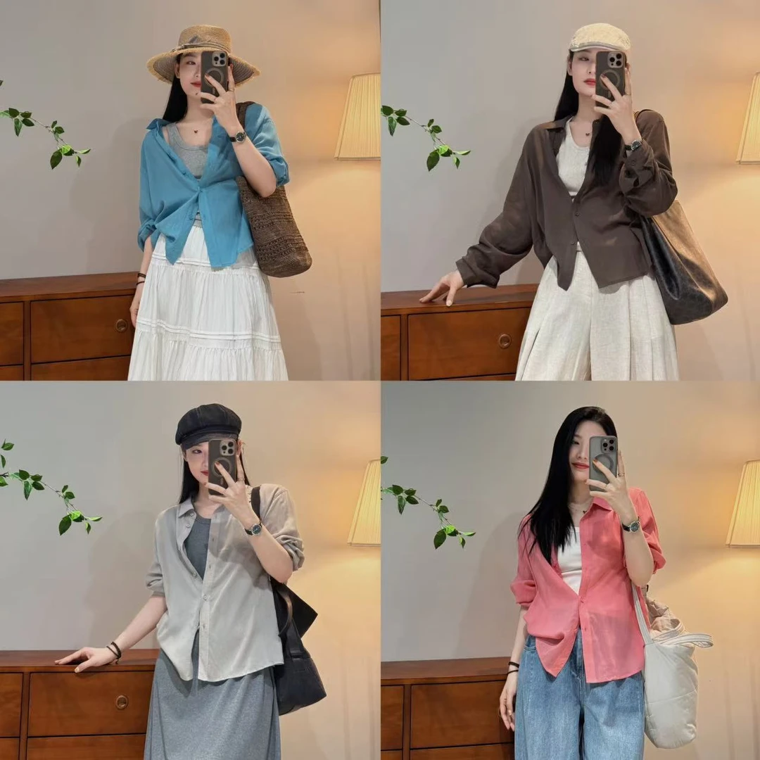 【奶皮衬衫】韩系休闲百搭气质ins风慵懒衬衫外套女-J25102322