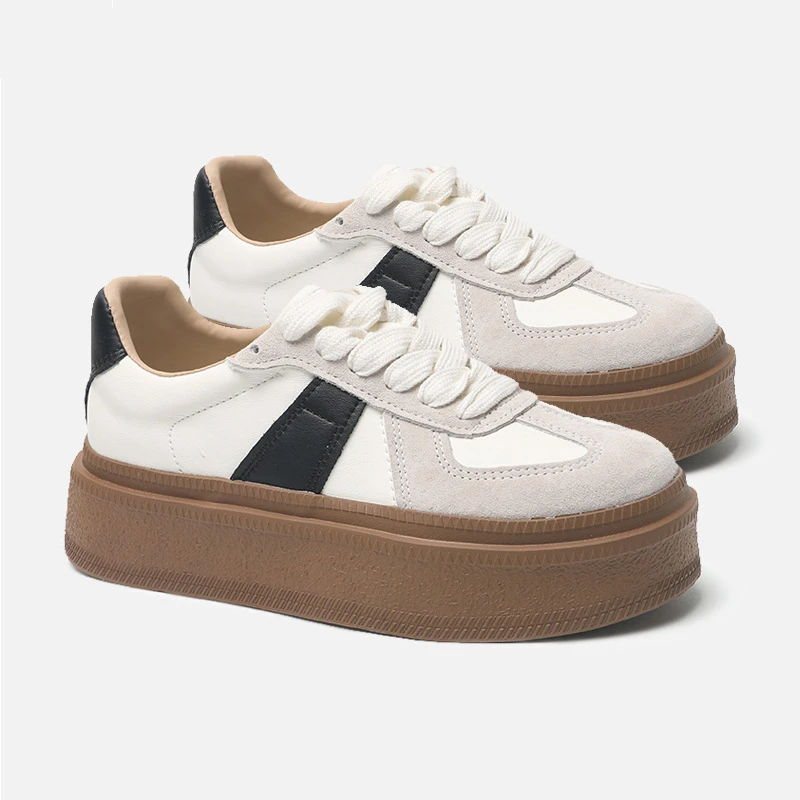 时尚爆款小白鞋女厚底2025春季新款百搭软底休闲浅口单鞋板鞋