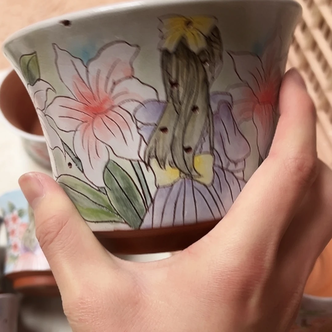 A***）花盆景德镇多肉手绘花盆瑕疵