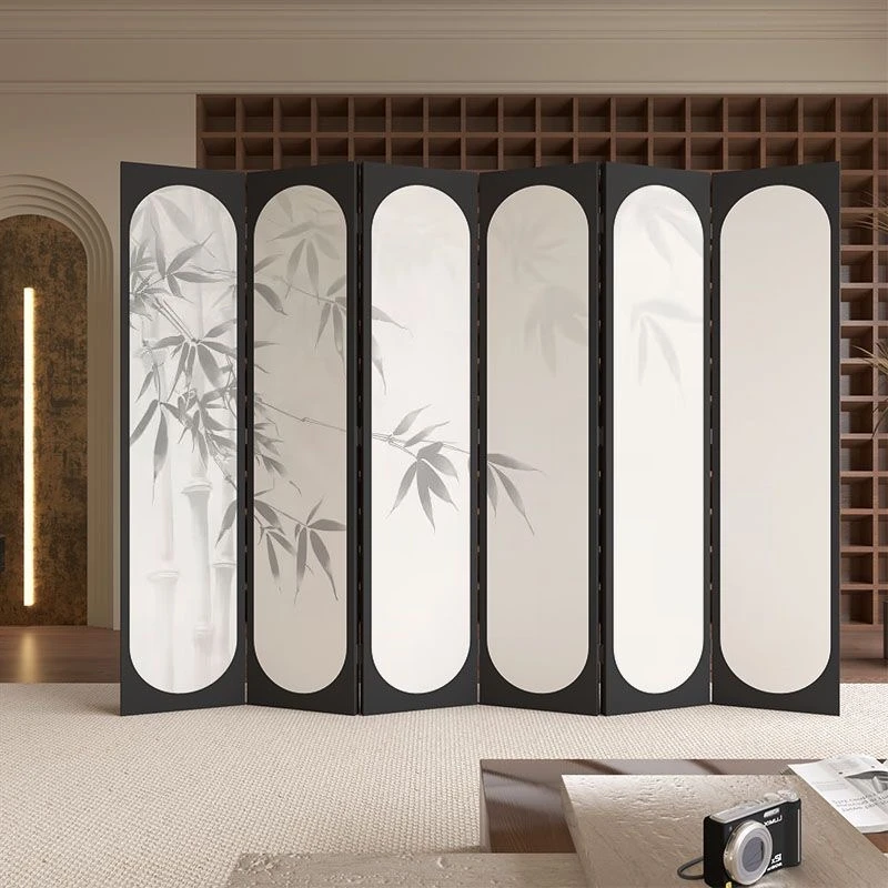 中式屏风隔断客厅折叠卧室遮挡法式装饰玄关办公茶室移动竹子折屏