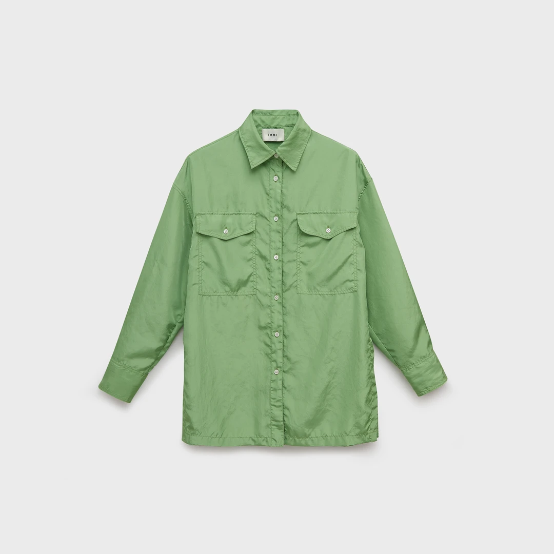 【特价商品不退换】IMMI绿色宽松款轻薄爽滑口袋衬衫E1DE2W249