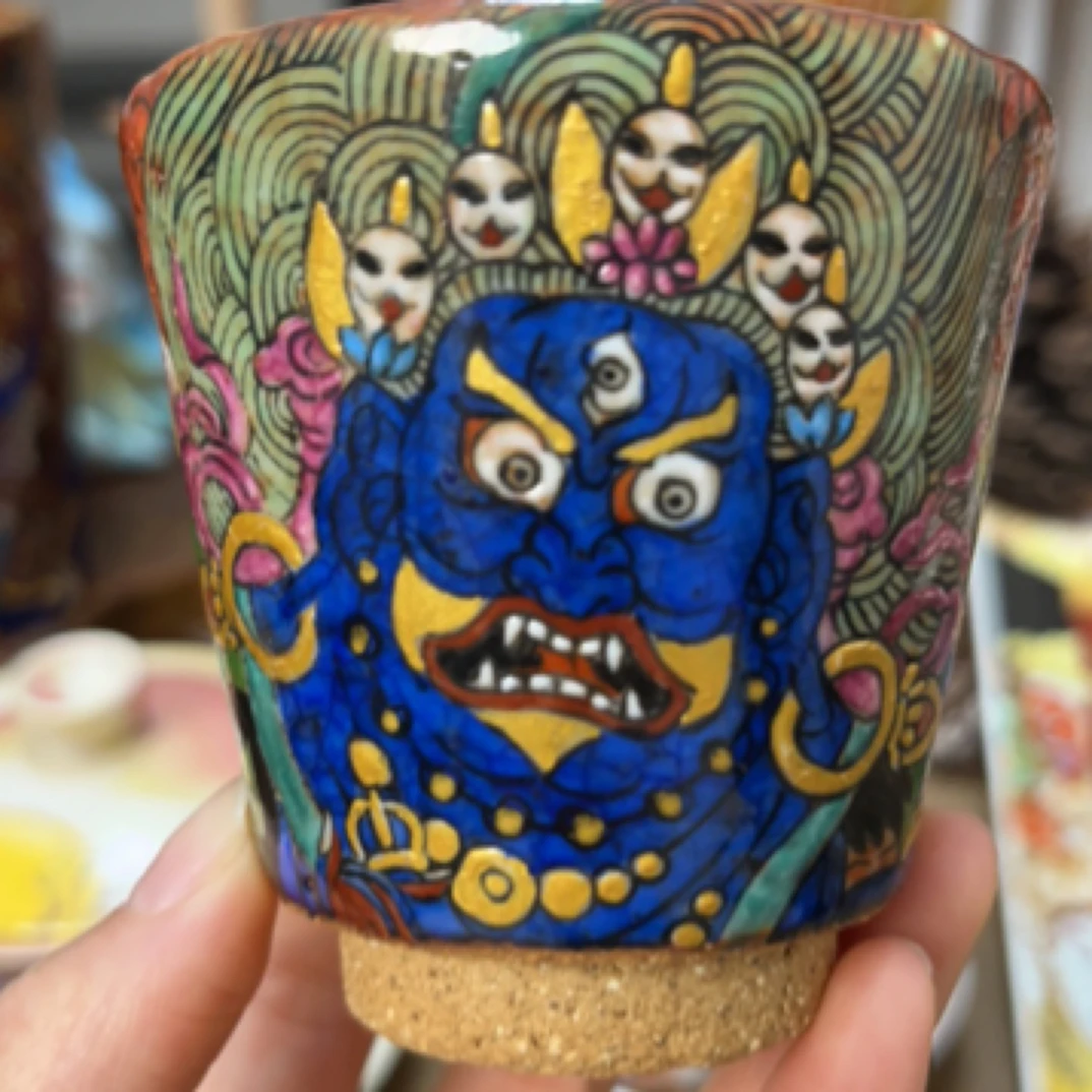 手绘大黑天主人杯