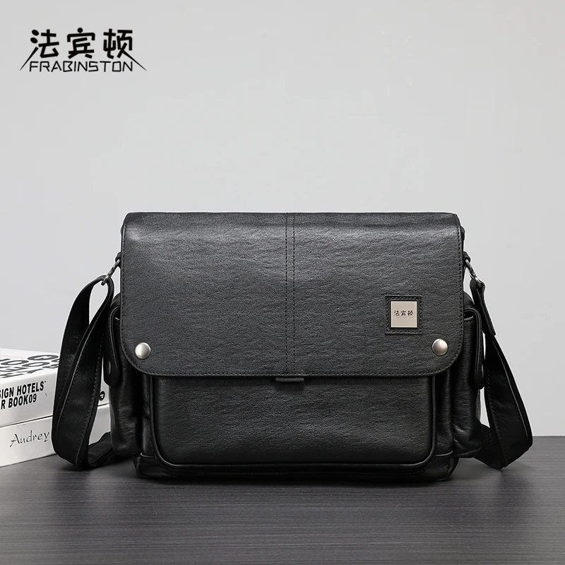 法宾顿头层牛皮男士时尚潮流单肩包真皮简约斜挎包休闲百搭邮差包