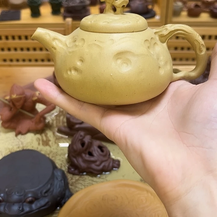茶宠紫砂紫砂全手工太湖石黄段紫砂壶