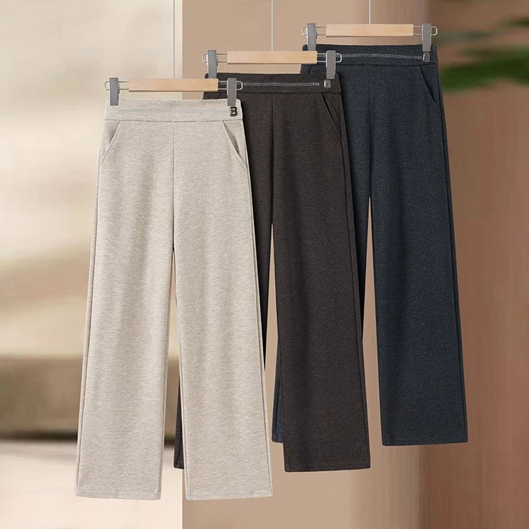 妈妈装2025新款高端休闲直筒裤高腰弹力时尚洋气窄版裤子