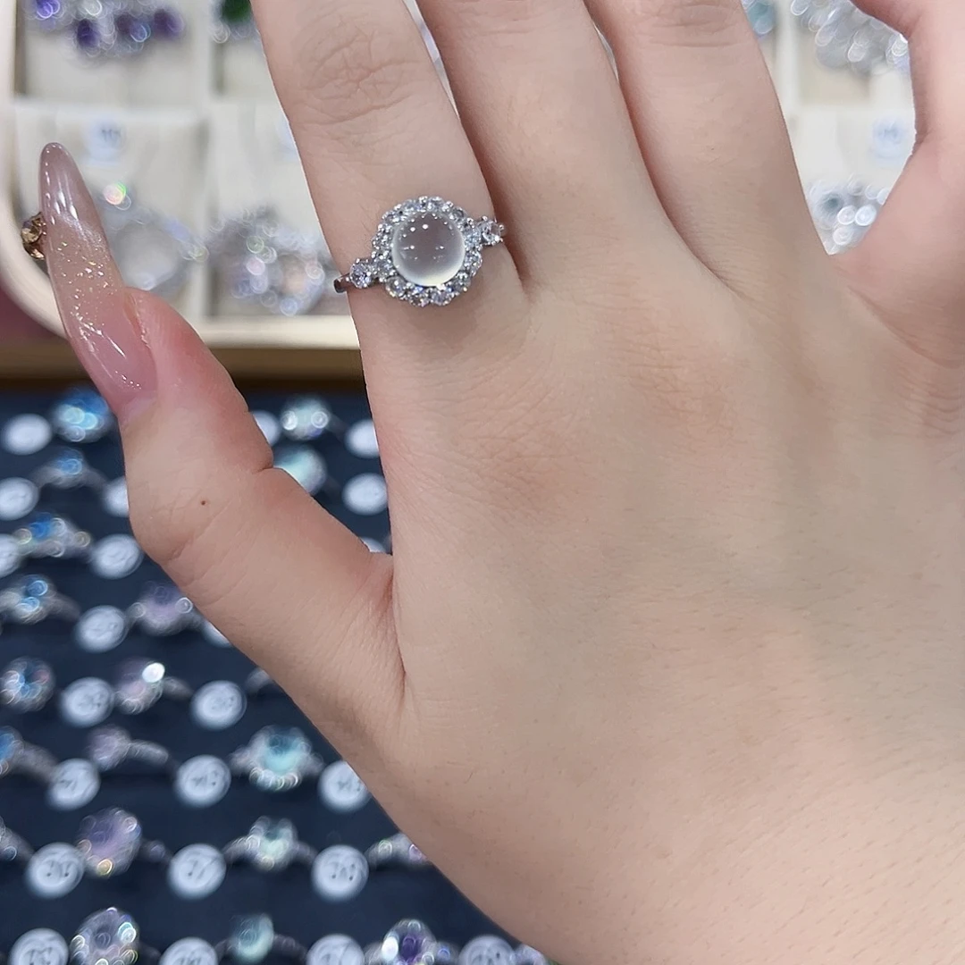 银S925镶嵌蛇纹石玉戒指