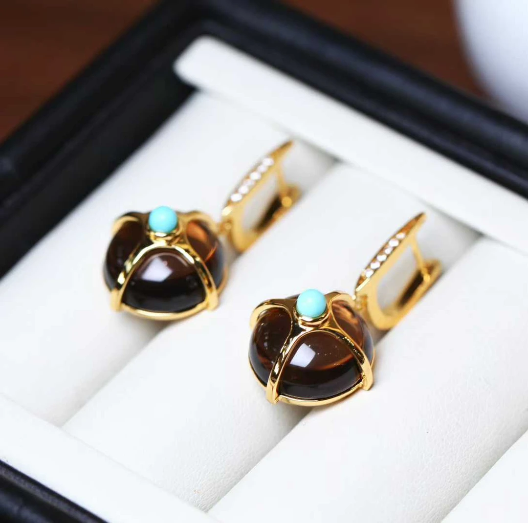 【珞宁专属】茶水晶巧克力松露耳饰（多样性发一）