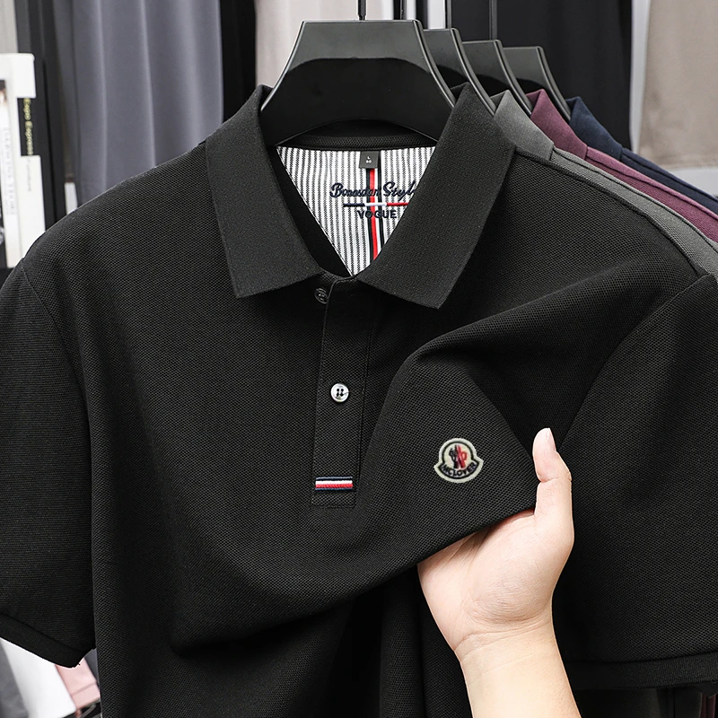 【奥莱撤柜】蒙家徽标翻领纯棉POLO衫男夏季商务休闲百搭短袖T恤